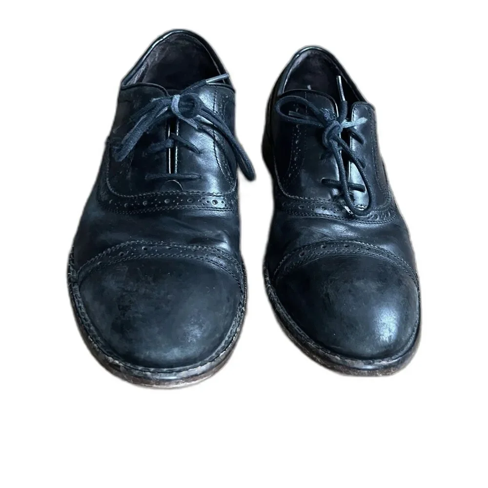 John Varvatos Star USA Black Oxford Brogue Leather Lace Up Shoes  Mens Size 10.5
